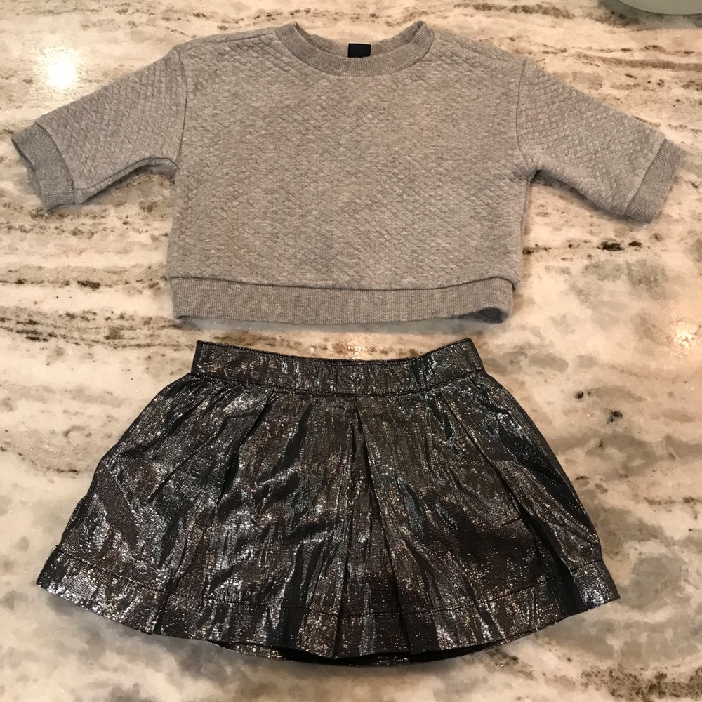 GAP sweatshirt and shimmer skirt combo